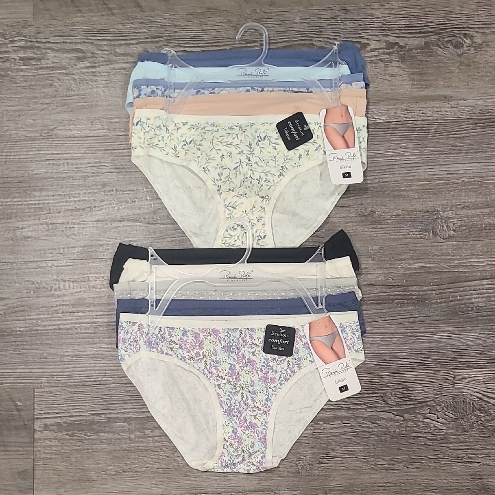 Rene Rofe Floral and Solid Briefs Set 10 Pair